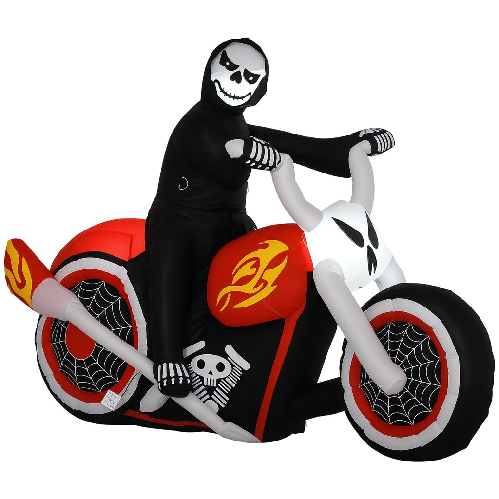 7.5' W Halloween Inflatables Outdoor Decorations Grim Ghost Biker, Blow Up LED Yard Decor for Garden, Lawn, Party, Holiday, Waterproof