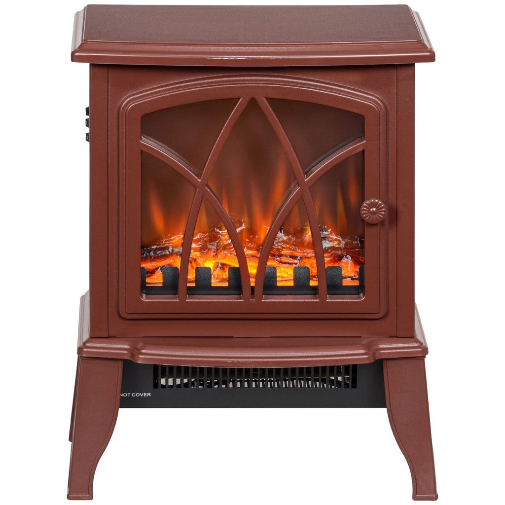 750W/1500W Electric Heater Fire Place, Inserts Electric Wood Fireplace Stove with Realistic Flames & Overheating Protection, Red