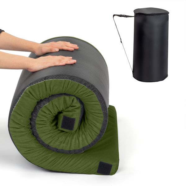 75"D x 25"W x 2.5"H sleeping pad for camping green