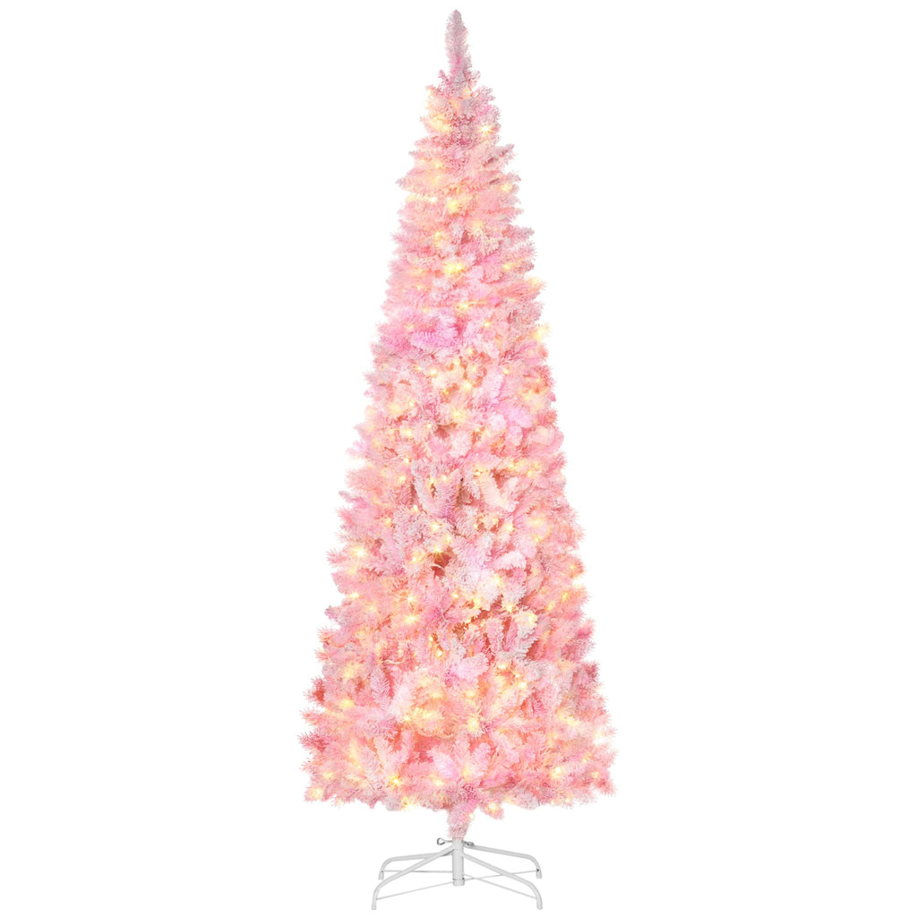 7.5ft Artificial Christmas Tree, Pink Christmas Tree with 350 LED Lights, 700 Branches & Detachable Base, Pre Lit Christmas Tree, Pink