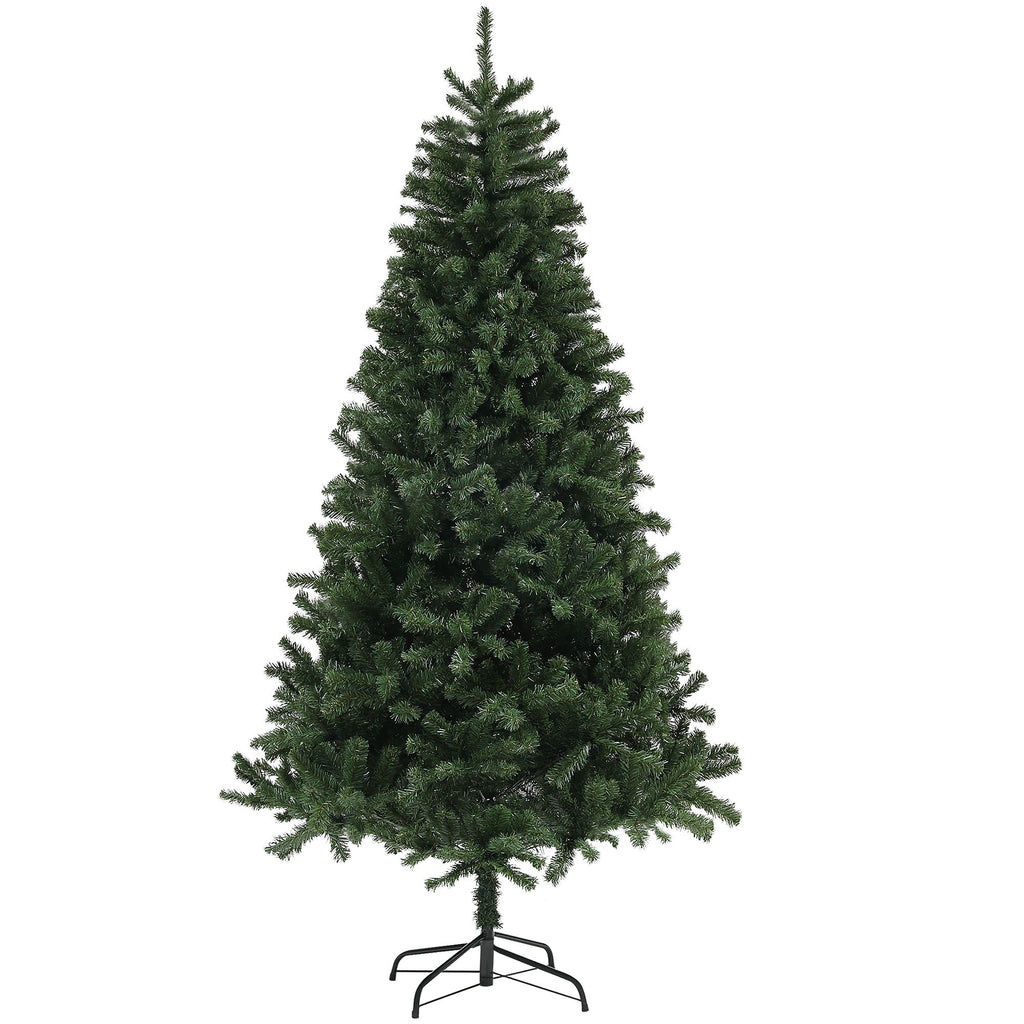 7.5ft Christmas Flocked Tree, Artificial Trees Indoor with 1346 Branch Tips, Auto Open and Steel Base Indoor Outdoor, Green