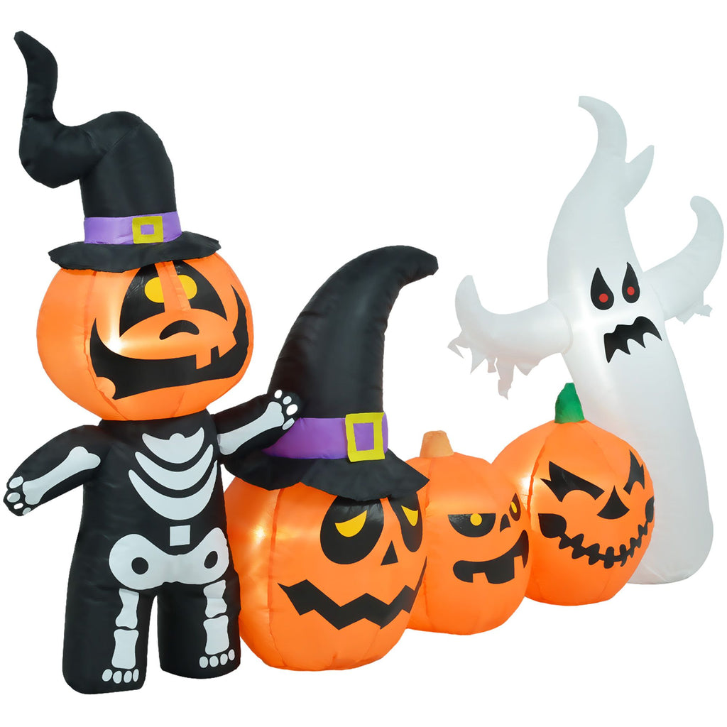 7.5ft Inflatable Halloween Pumpkin Ghost Family, Blow Up LED Display for Garden Indoor Outdoor