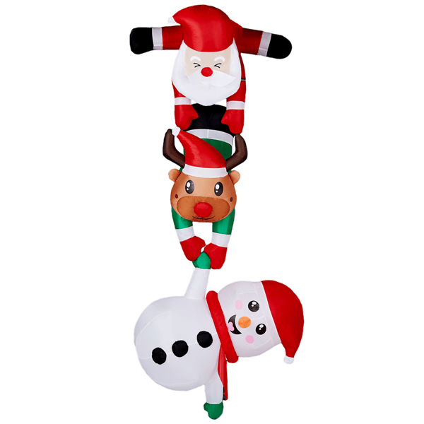 7.5FT Lighted Christmas Inflatable Decoration, Inflatable Hanging Santa & Reindeer & Snowman, Funny Blow Up Yard Decorations with Built-in LED Lights for Holiday Party Front Yard Lawn Garden Decor