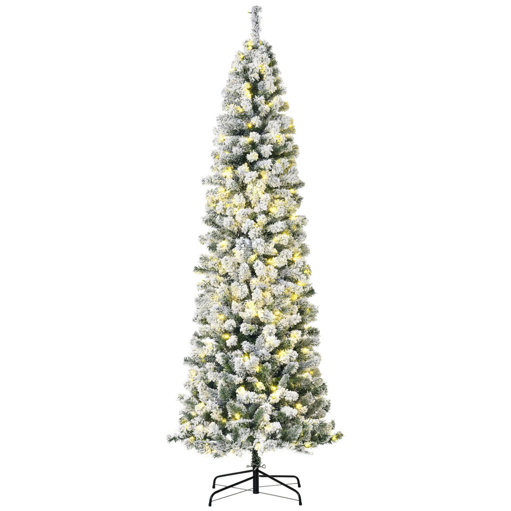 7.5ft Pre-Lit Snow-Flocked Slim Douglas Fir Artificial Christmas Tree with Realistic Branches, 350 LED Lights and 641 Tips