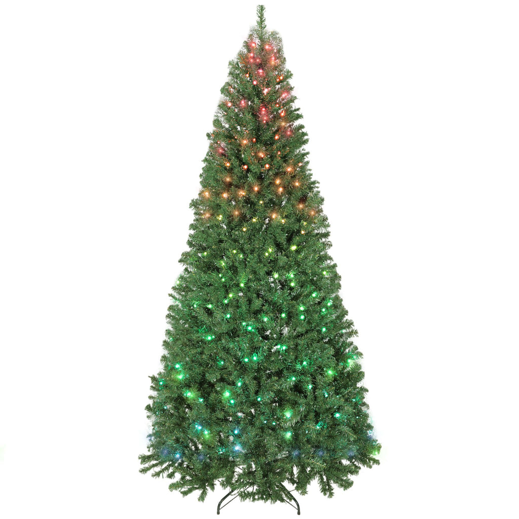 7.5ft Prelit Christmas Tree with RGB Dynamic LEDs, Remote Control, Daily Timer, Hinged Xmas Tree, Easy Assembly