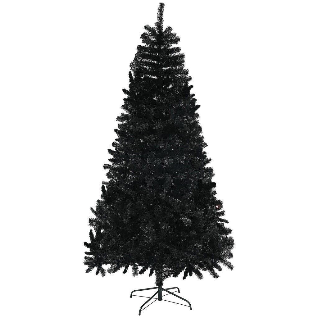 7.5ft Unlit Artificial Black Christmas Tree, Holiday Decor with 1346 Branch Tips, Auto Open and Steel Base