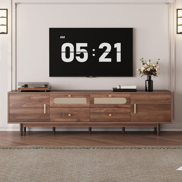 76" TV Stand with Drawers for Living Room/Bedroom, Modern Chic Entertainment Center for TVs Up to 85 inches, Entertainment Center with Storage--Not support self-pick up