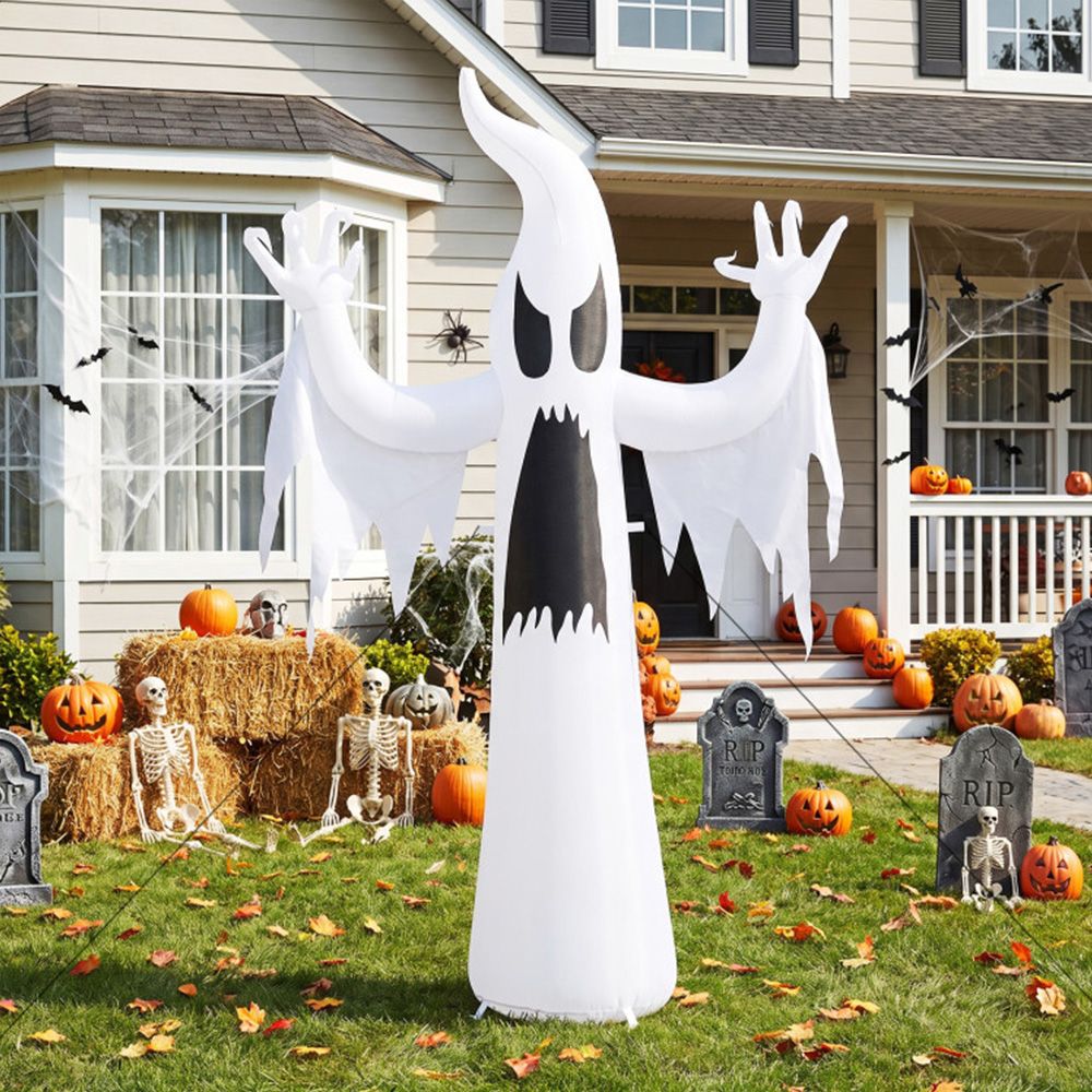 7.7 FT Tall Halloween Inflatables Ghost with Built-in RGB LED Lights for Decoration