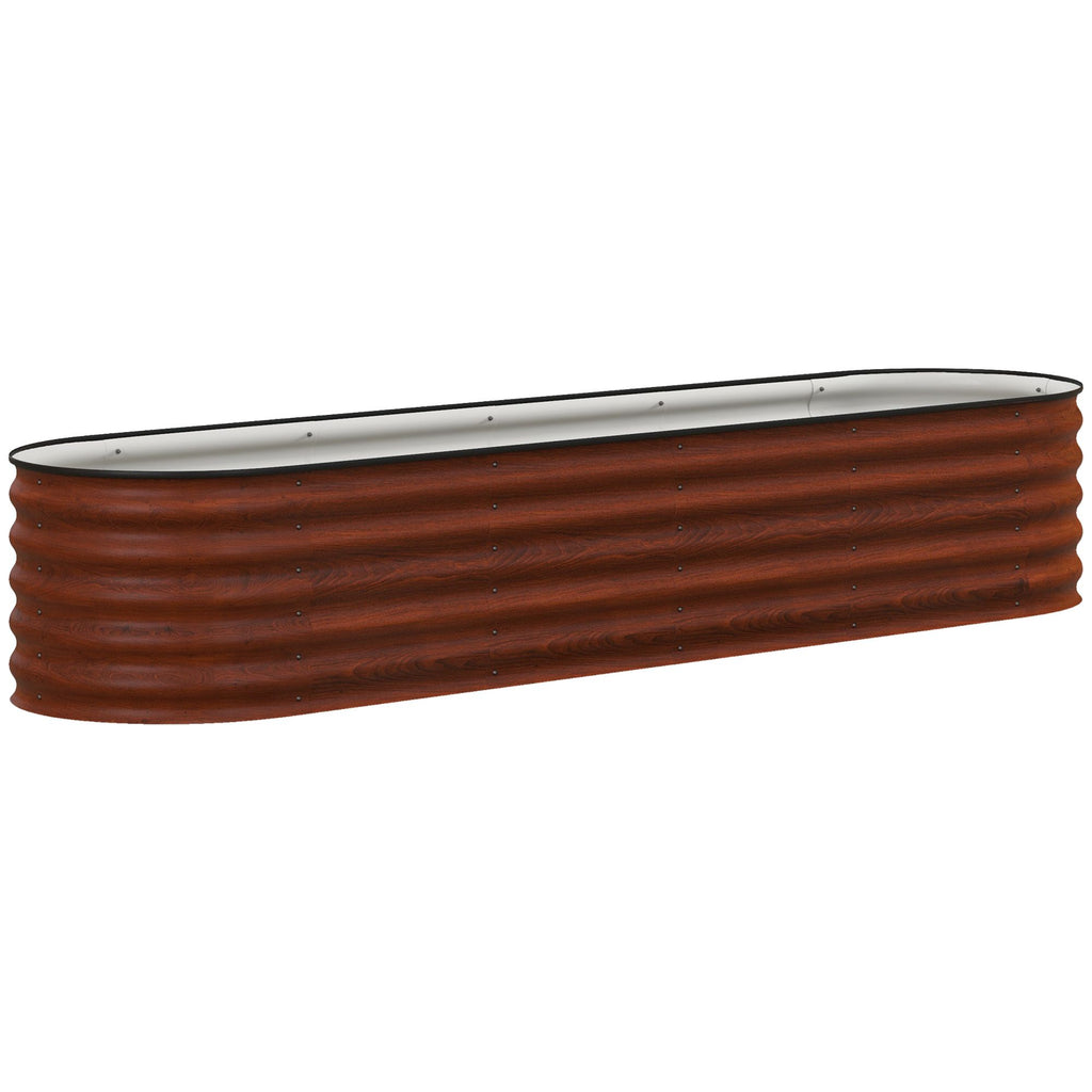 7.9' x 2' x 1.4' Galvanized Raised Garden Bed Kit, Metal Planter Box with Safety Edging, Brown