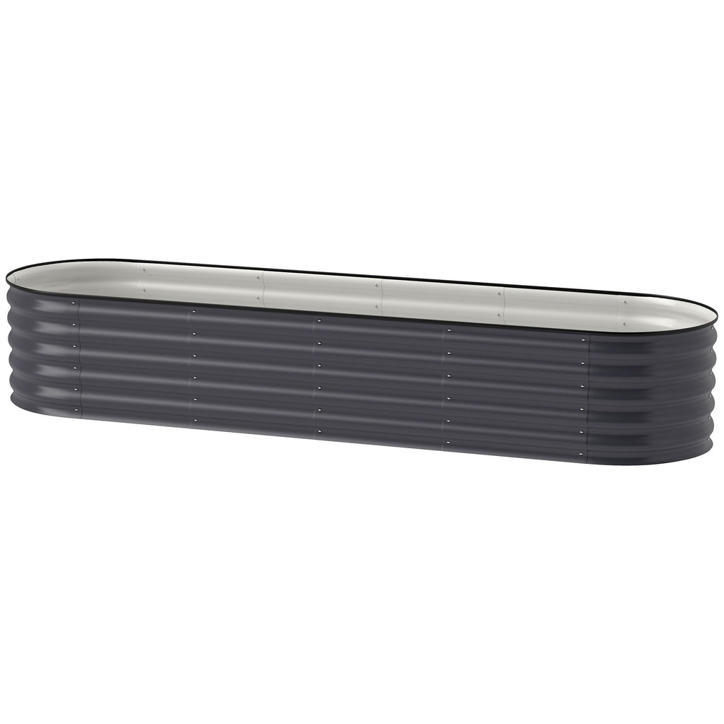 7.9' x 2' x 1.4' Galvanized Raised Garden Bed Kit, Metal Planter Box with Safety Edging, Dark Gray