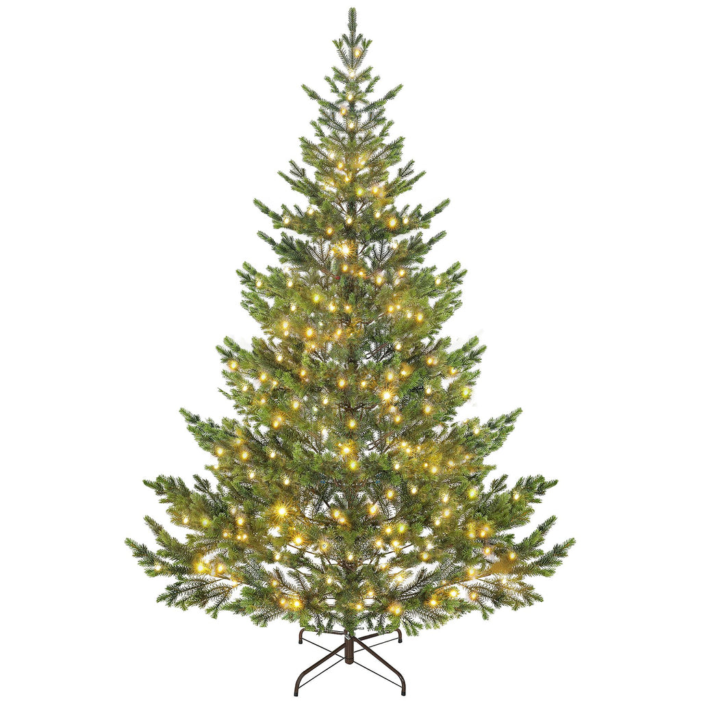 7ft Artificial Lit Christmas Tree, Sparse Cedar Tree w/ LED Lights & 2931 Tips, Includes Stand, Perfect for Party Holiday