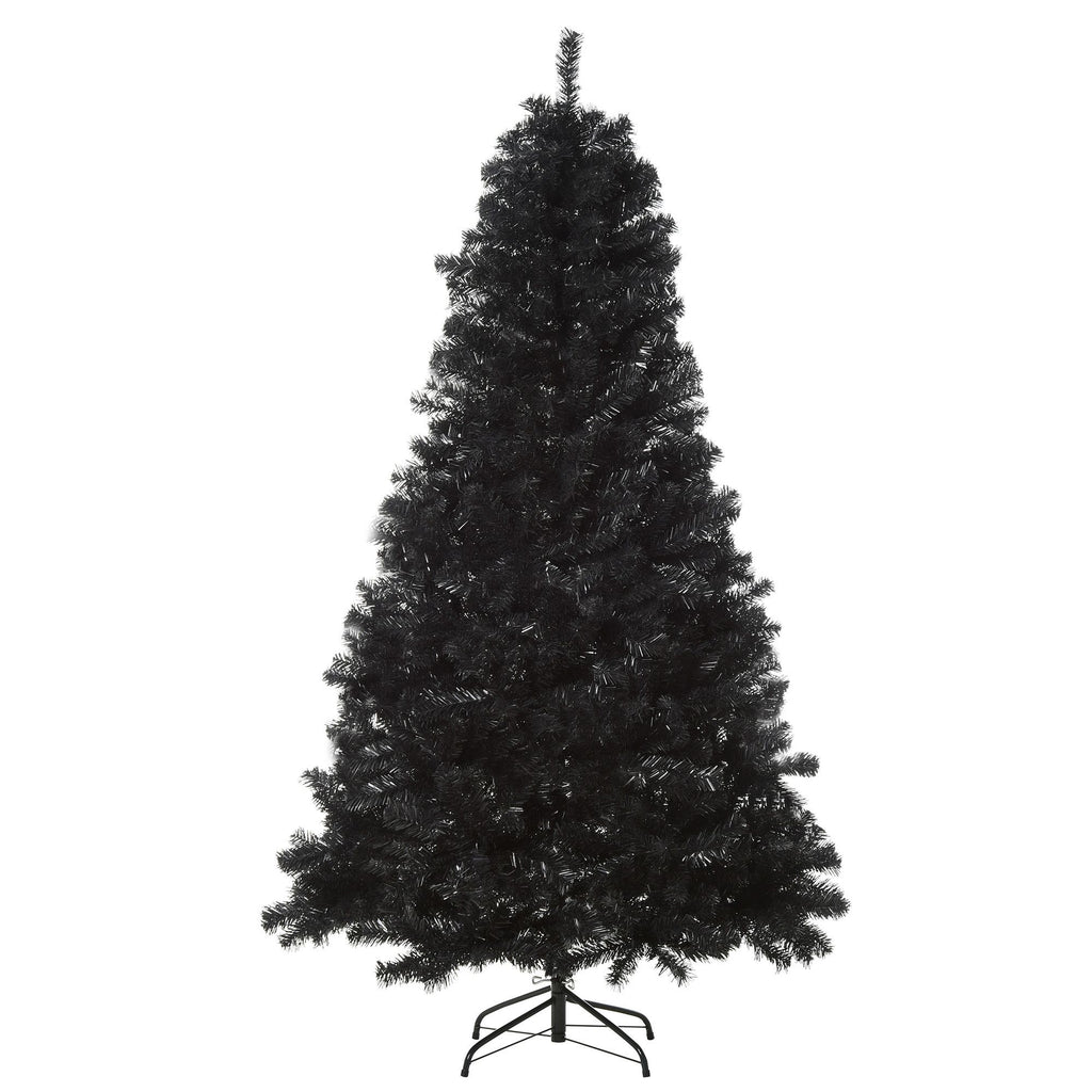7ft Black Pencil Artificial Christmas Tree Halloween Style Automatic Open Holiday Home Decoration