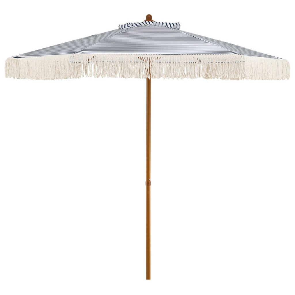 7ft Boho Patio Umbrella with Fringe Tassels, Outdoor Beach Umbrella with Aluminum Pole for Poolside Garden