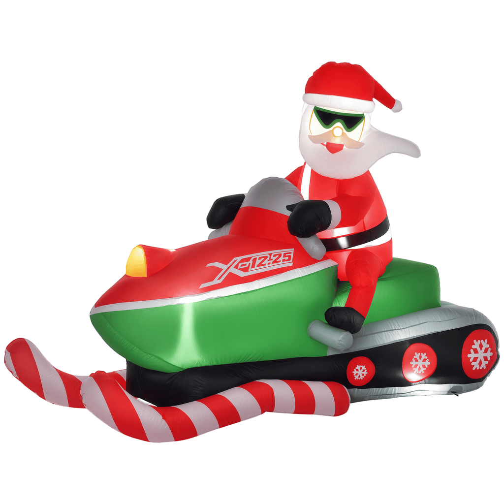 7ft Christmas Inflatables Outdoor Decorations Santa Claus Driving a Snowmobile, Blow-Up Yard Christmas Decor with LED Lights Display