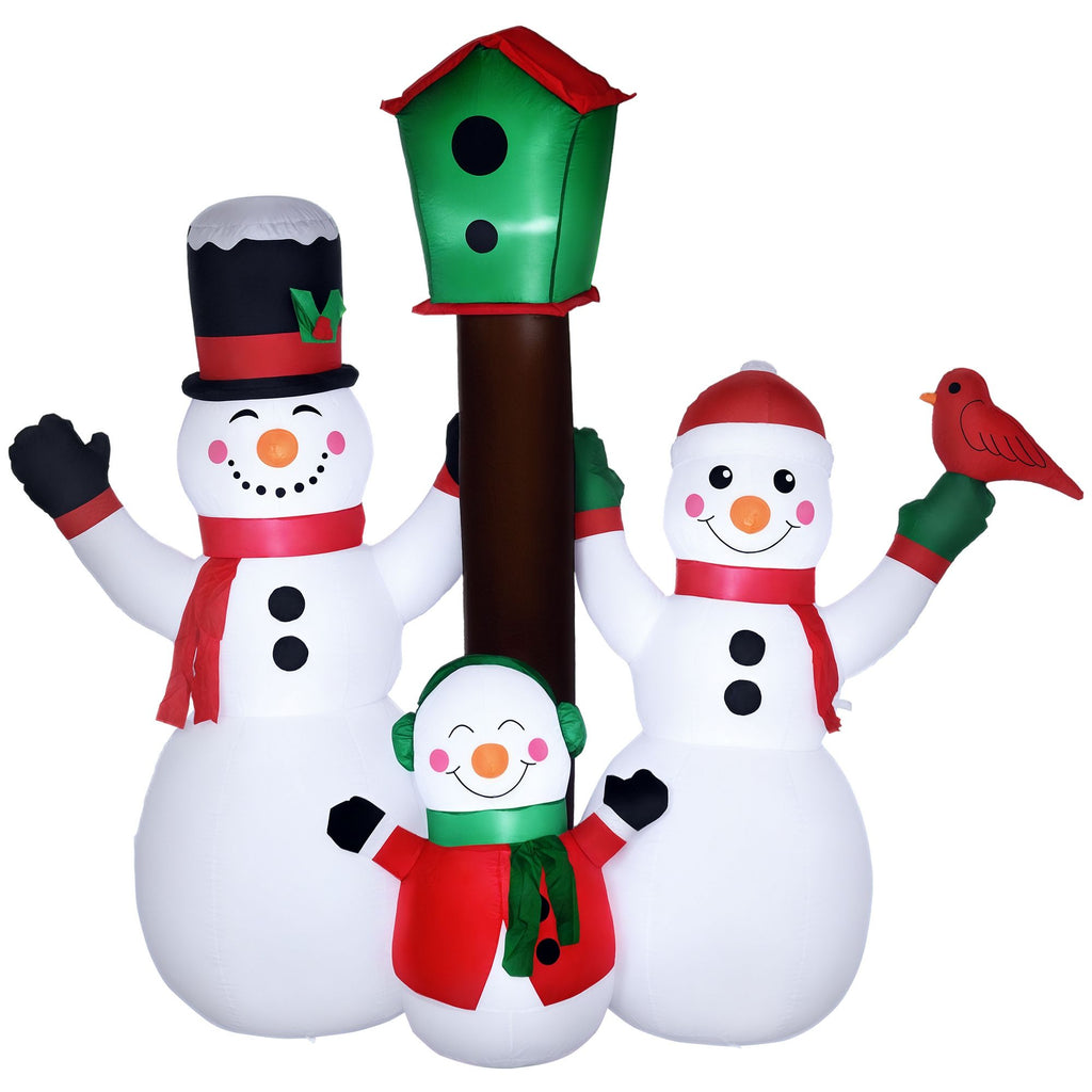 7ft Christmas Inflatables Outdoor Decorations Snowman Family with Bird and Birdhouse, Blow-Up LED Yard Christmas Decor for Lawn Garden Party