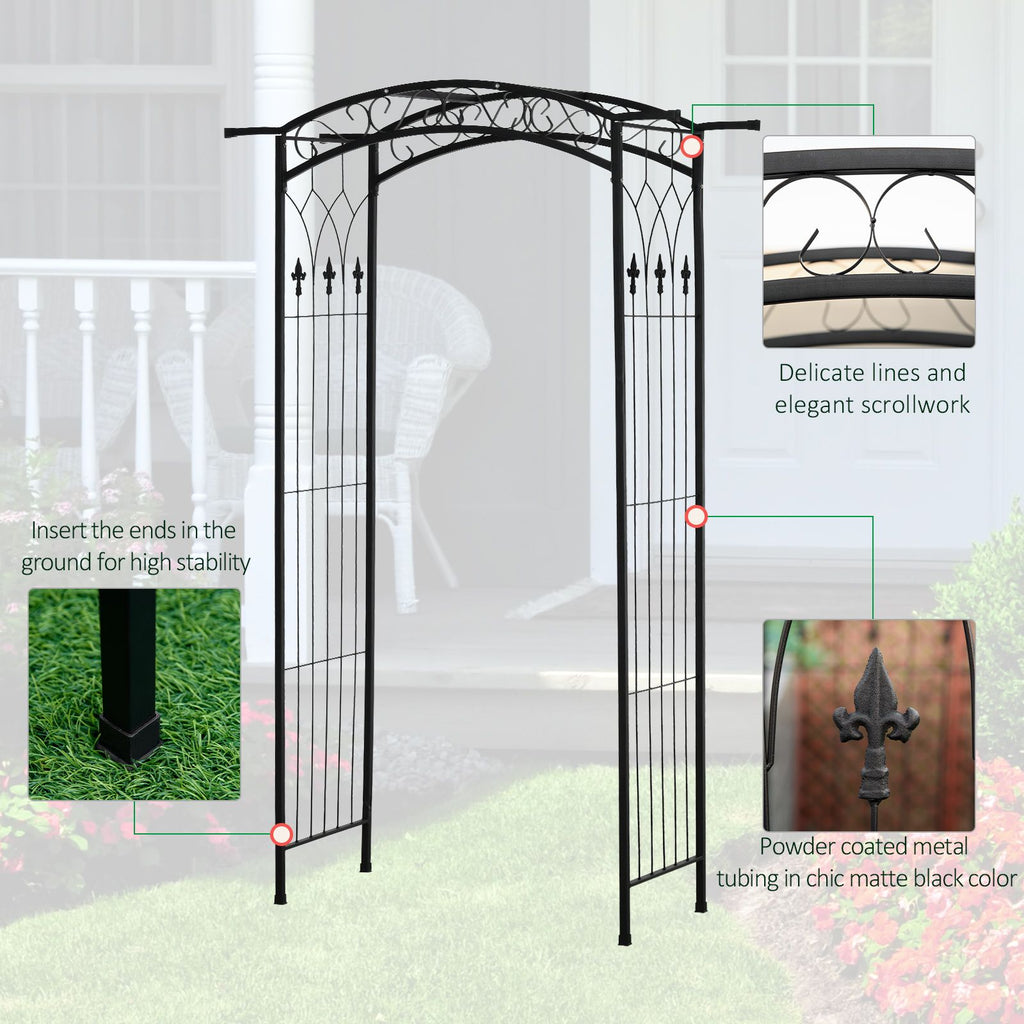 7Ft Decorative Metal Garden Arch Arbor Trellis for Vines, Bridal Party & Wedding Use