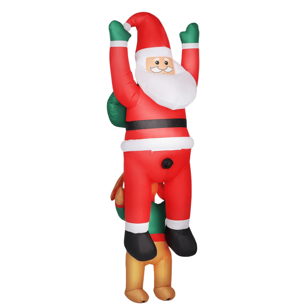 7FT Hanging Christmas Inflatable Santa with Dog, Christmas Blow Up Decoration with Built-in LED LightsforGarden