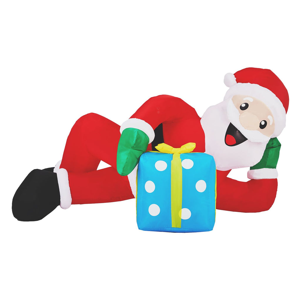 7FT Lighted Christmas Inflatable Decoration, Inflatable Santa Lying on Floor, Funny Blow Up Yard Decorations with Built-in LED Lights for Holiday Party Front Yard Lawn Garden Decor