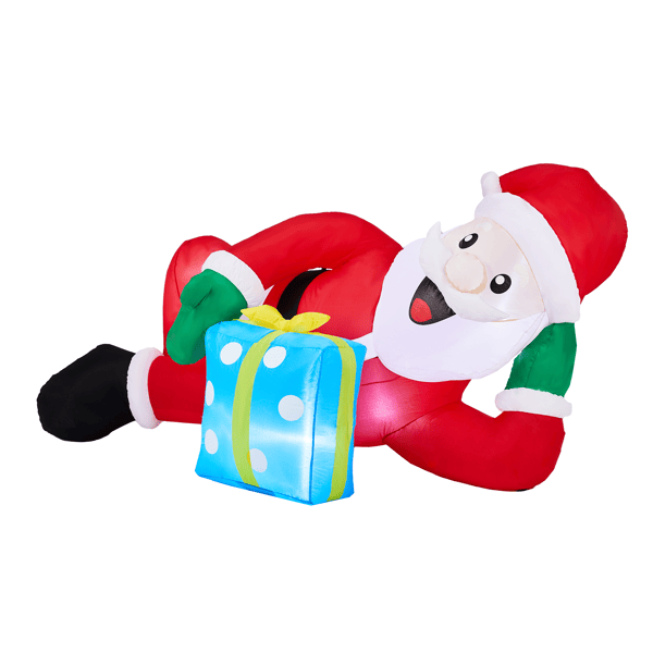 7FT Lighted Christmas Inflatable Decoration, Inflatable Santa Lying on Floor, Funny Blow Up Yard Decorations with Built-in LED Lights for Holiday Party Front Yard Lawn Garden Decor