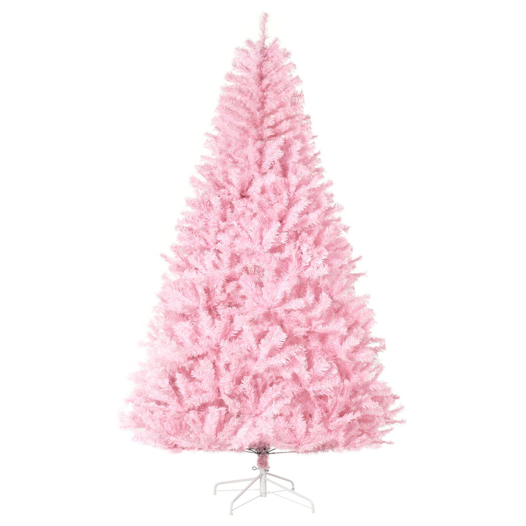 7ft Pink Artificial Christmas Tree Wide Shape with Easy Auto Open and Steel Base for Indoor Holiday Decor