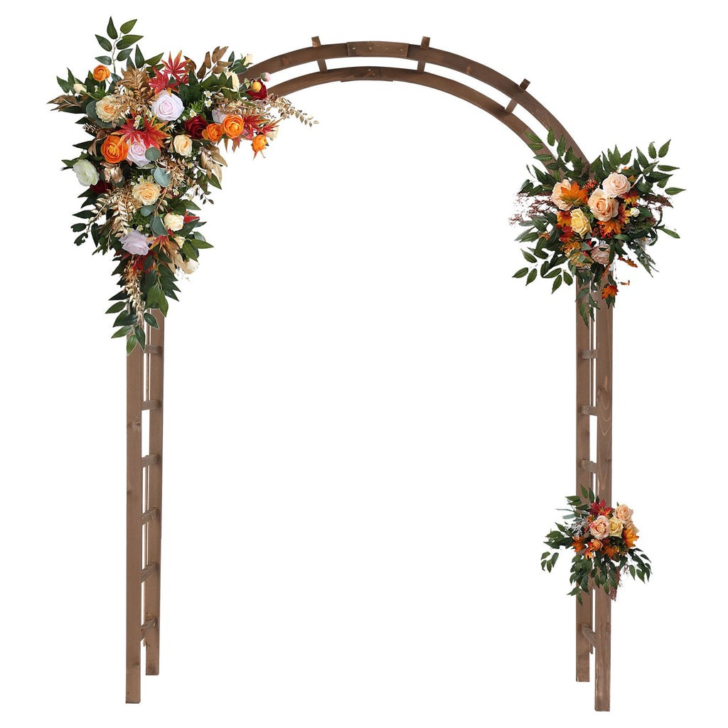 7FT Wooden Garden Arbor, Wedding Arch Backdrop Stand for Ceremony Party, Garden Pergola with Trellis for Climbing Plants, Dark Brown