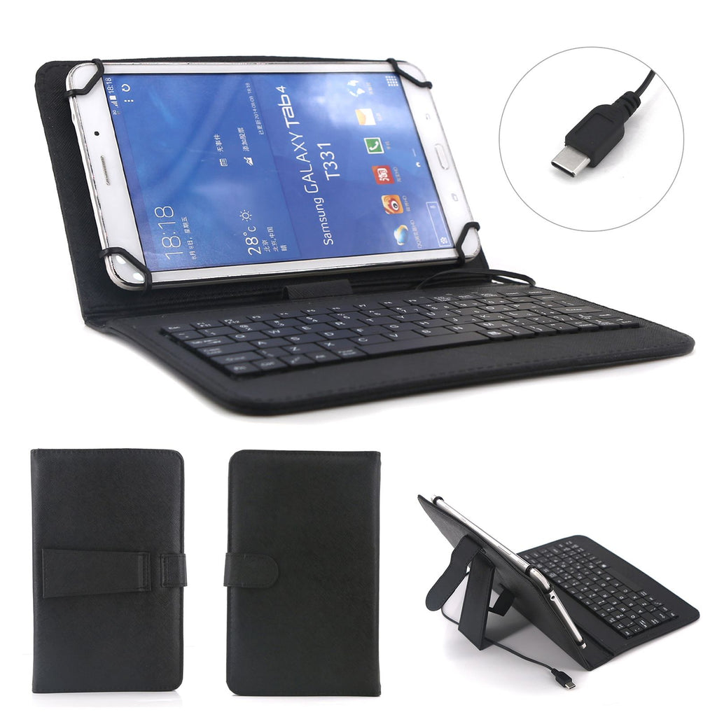 7inch universal Tablet Leather Stand Case With Type C Wired Keyboard(tk/temu self-pickup orders)