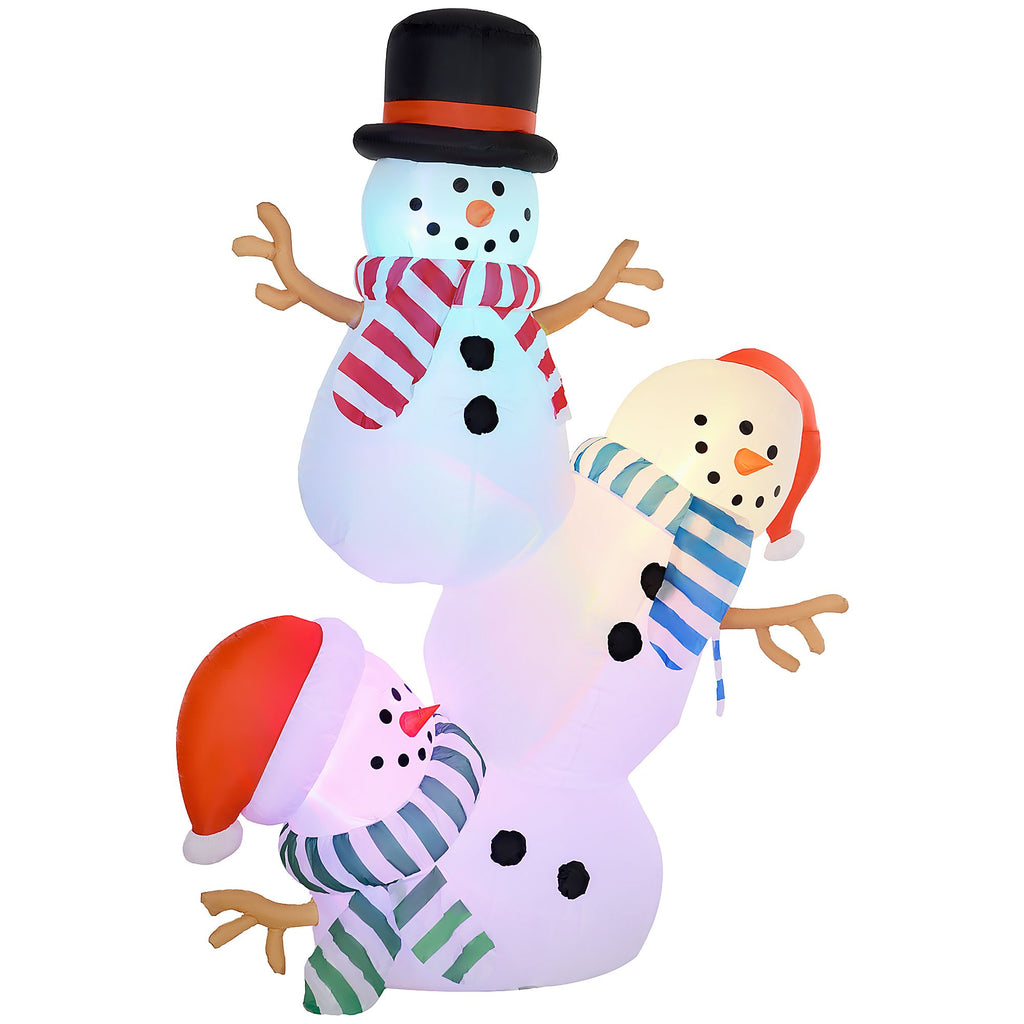 8' Blowups for Christmas, Inflatable Three Stacked Snowmen w/ LED Lights, Outdoor Christmas Display for Party