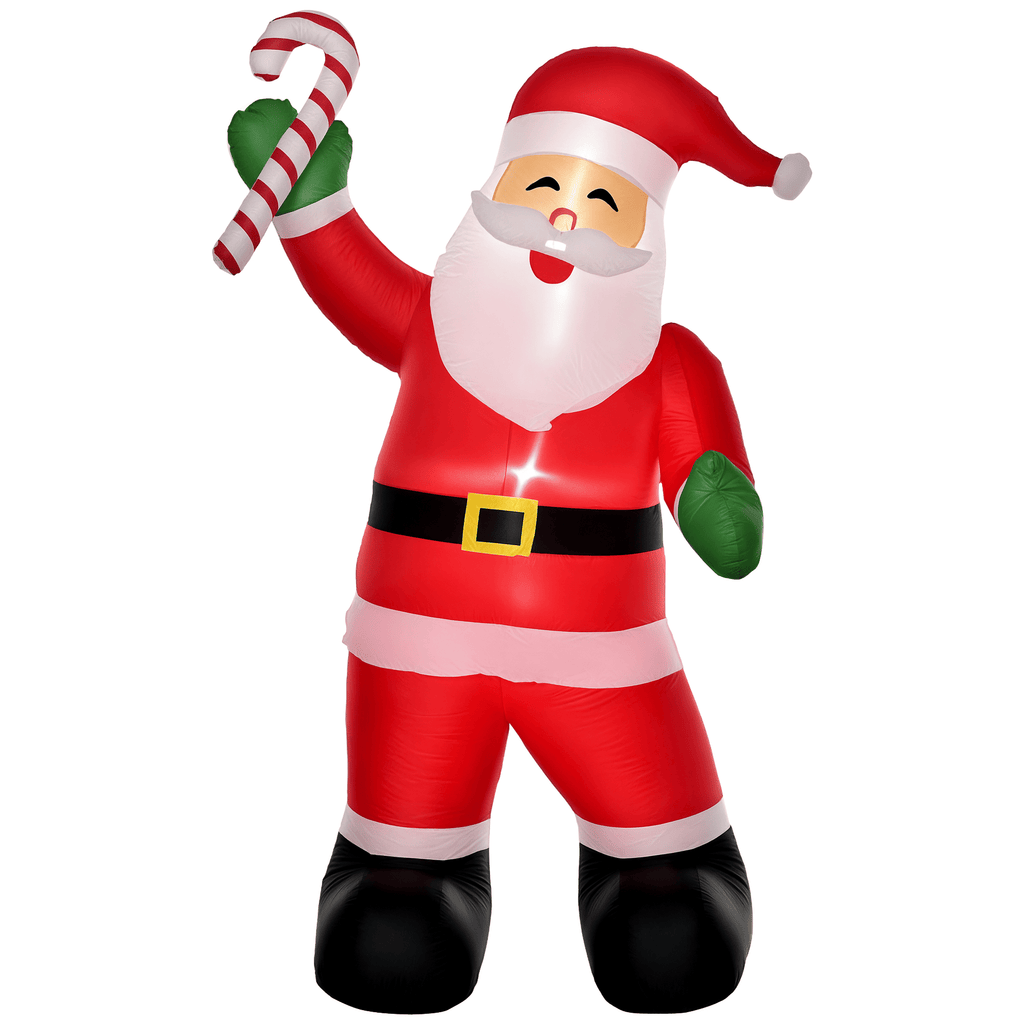 8' Christmas Inflatable Santa Claus with Candy Cane, Outdoor Blow-Up Yard Decoration with LED Lights Display