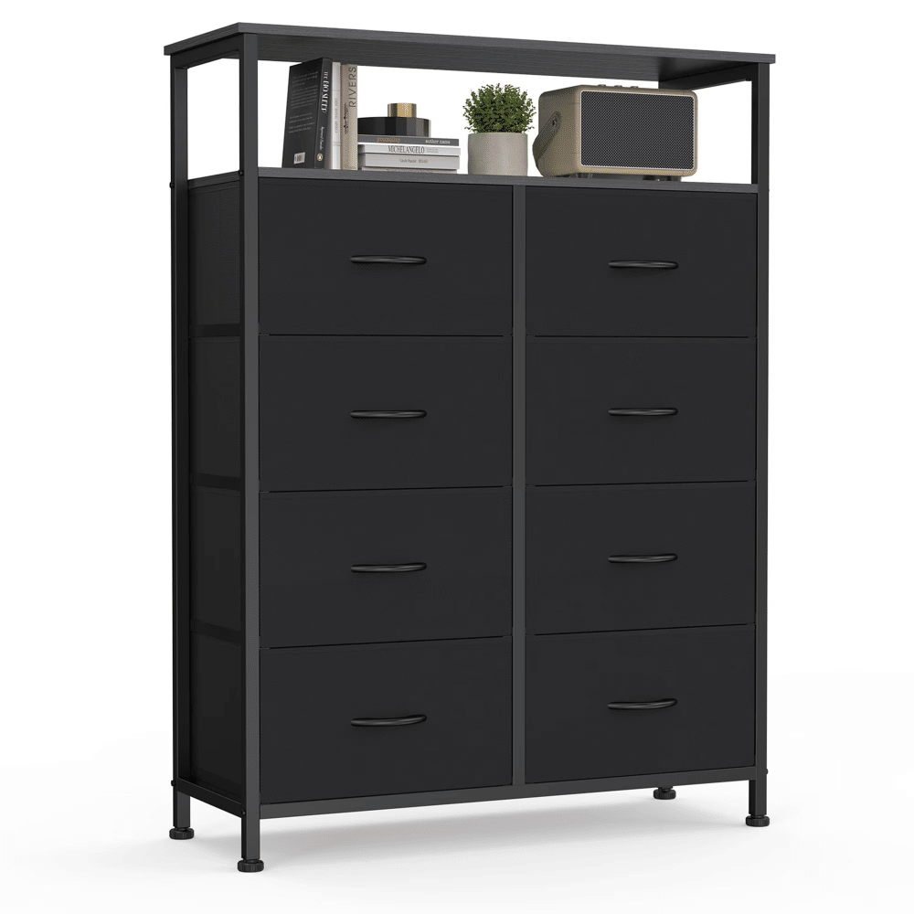 8 Drawers Fabric Dresser, Clothes Storing,StorageTower Organizer TV Stand,forBedrooms, Wardrobes, Entryways, and Living Rooms, Black