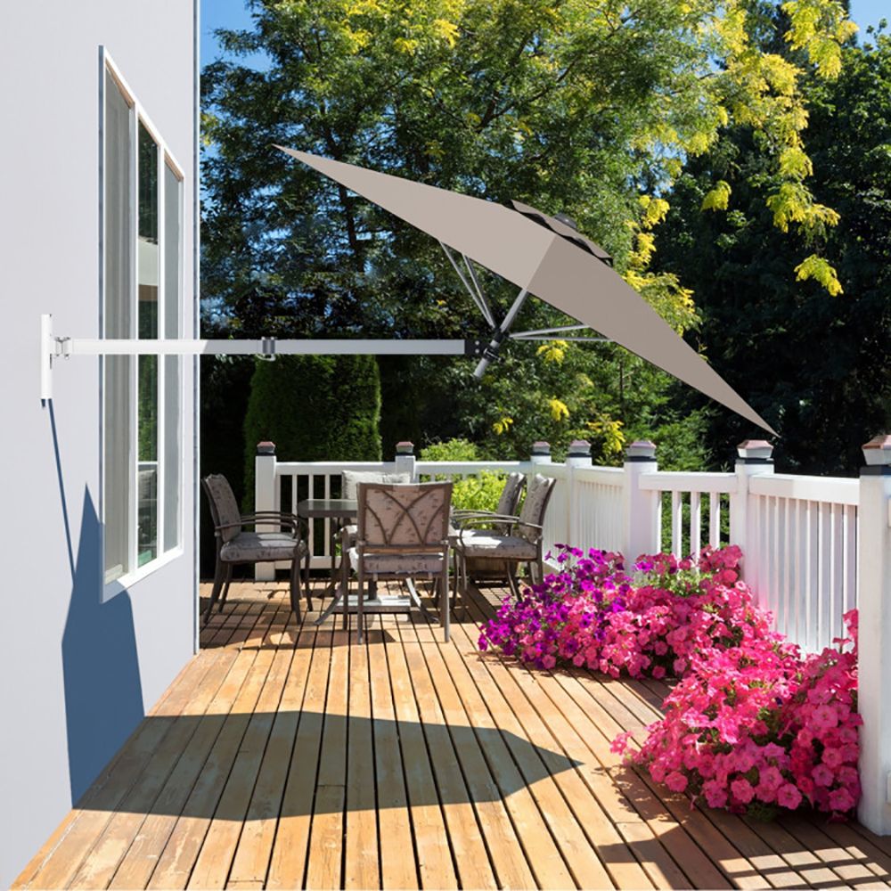 8 Feet Wall Mounted Patio Umbrella with Adjustable Pole