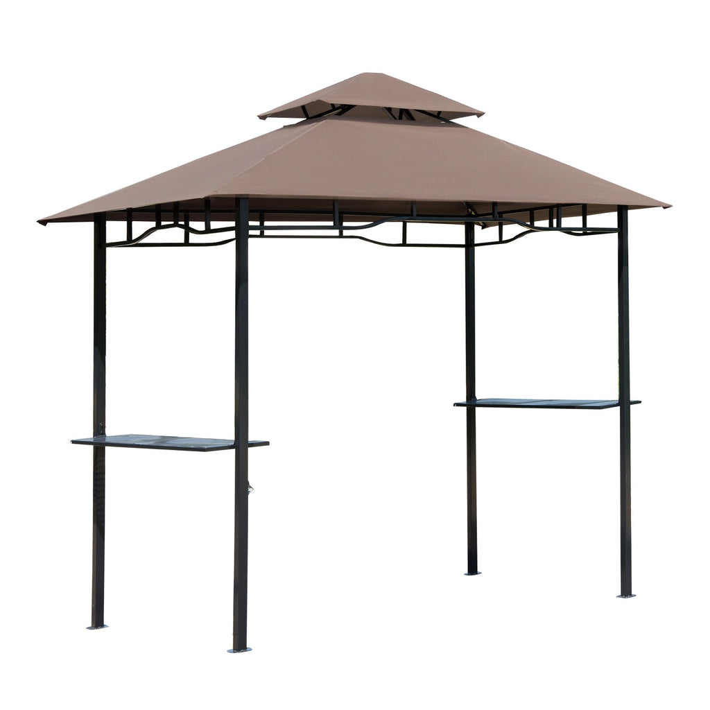 8' Patio BBQ Grill Gazebo Canopy, 2 Tier - Flame Retardant Cover, Large Storage, Stylish Utility for Outdoor Cooking