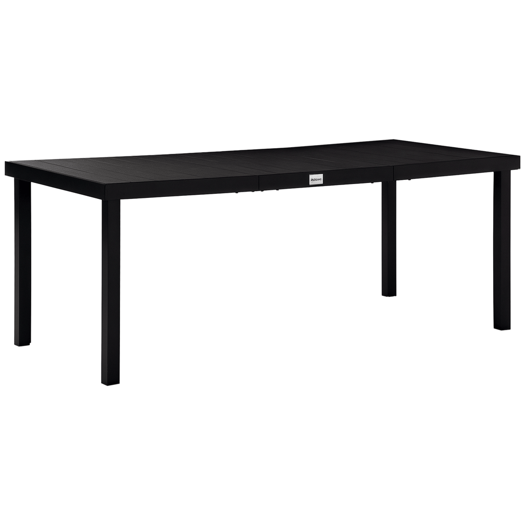 8 People Rectangular Pedestal Dining Table, with Aluminum Frame, All-Weather HDPE Wood Top, Foot Pads for Garden, Patio, Black