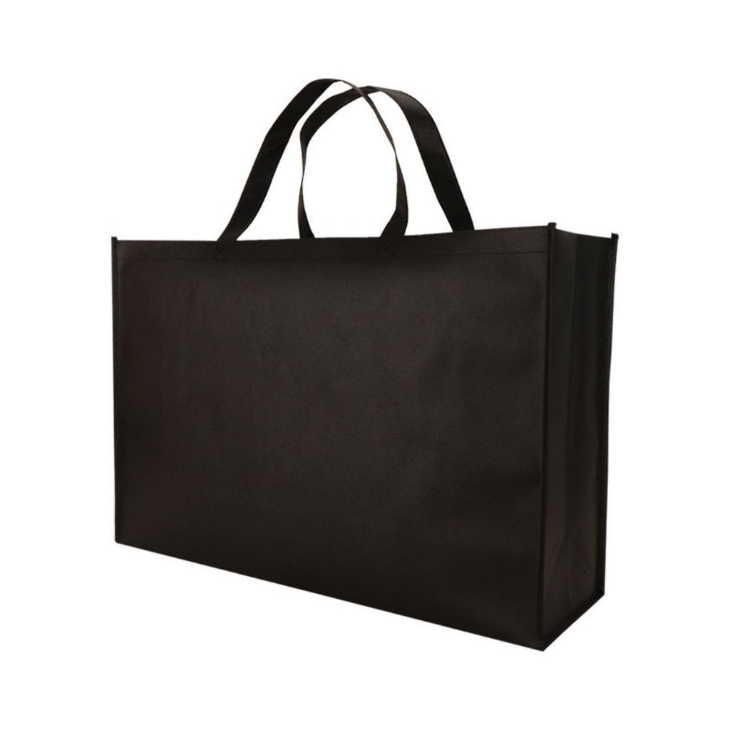 8-piece reusable non-woven shopping black tote bag, large capacity waterproof and environmentally friendly shopping bag, reinforced handle design, blank customizable gift storage tote bag
