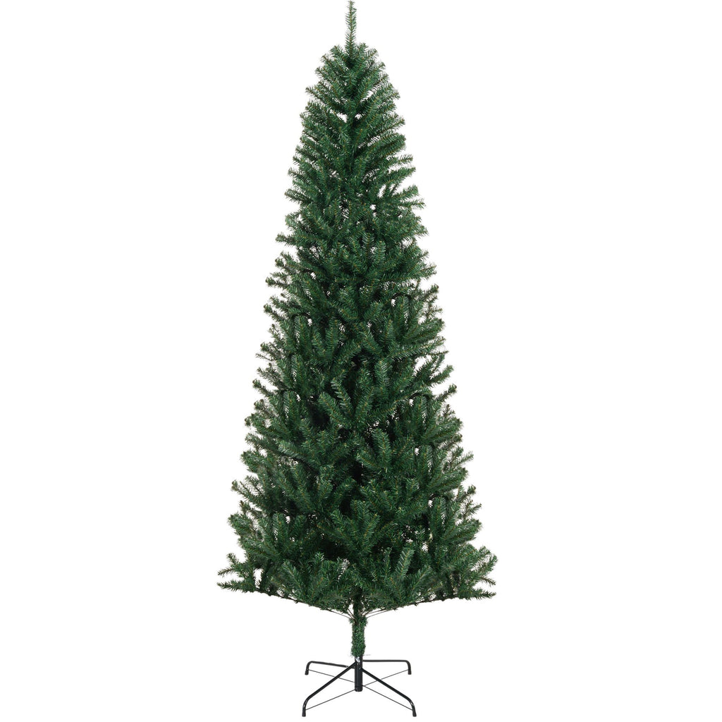 8' Tall Slim Xmas Tree Indoors, Unlit Pencil Artificial Christmas Tree with Realistic Branch Tips for Party, Holiday, Green