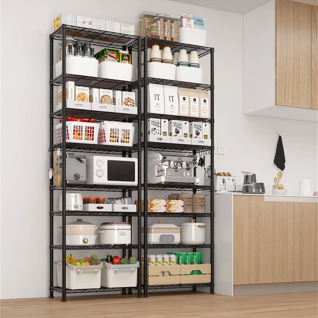 8 tier Heavy Duty Storage Shelves 78.74" H Wire Shelving Unit with Wheels 1600LBS NSF Metal Shelves for Storage Adjustable Garage Storage Rack Pantry Shelf Commercial Shelving, 78.74" H X 23.62''W