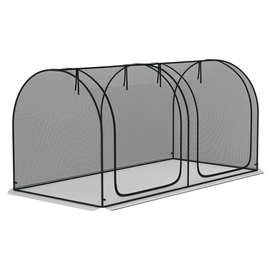 8' x 4' Crop Cage, Plant Protection Tent with Two Zippered Doors, Storage Bag and 4 Ground Stakes, for Garden, Yard, Lawn, Black