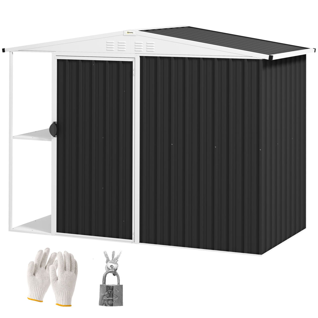 8 x 4ft Outdoor Garden Shed, Metal Storage Shed with Air Vents and Lockable Door for Backyard Garden Patio, Dark Gray
