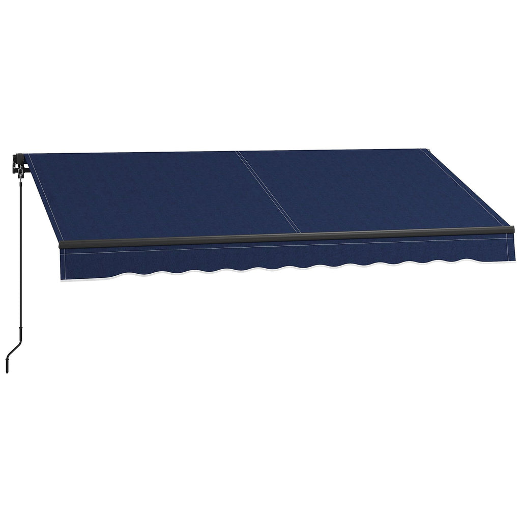 8' x 6.5' Retractable Awning Blue 280gsm UV Resistant Sunshade Shelter for Deck Balcony Yard