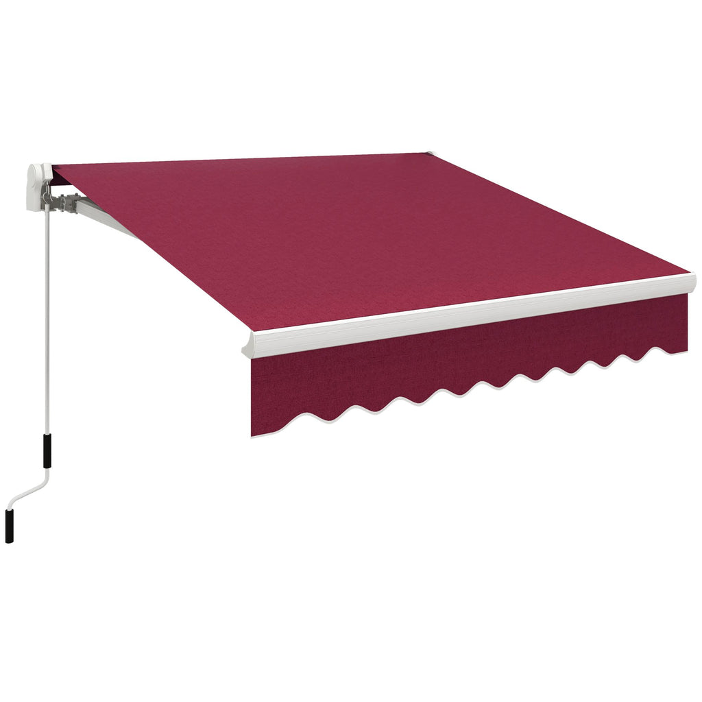 8' x 6.6' Patio Manual Retractable Awning Outdoor Patio Sun Shade w/ Crank Handle Deck Window Cover Wine Red