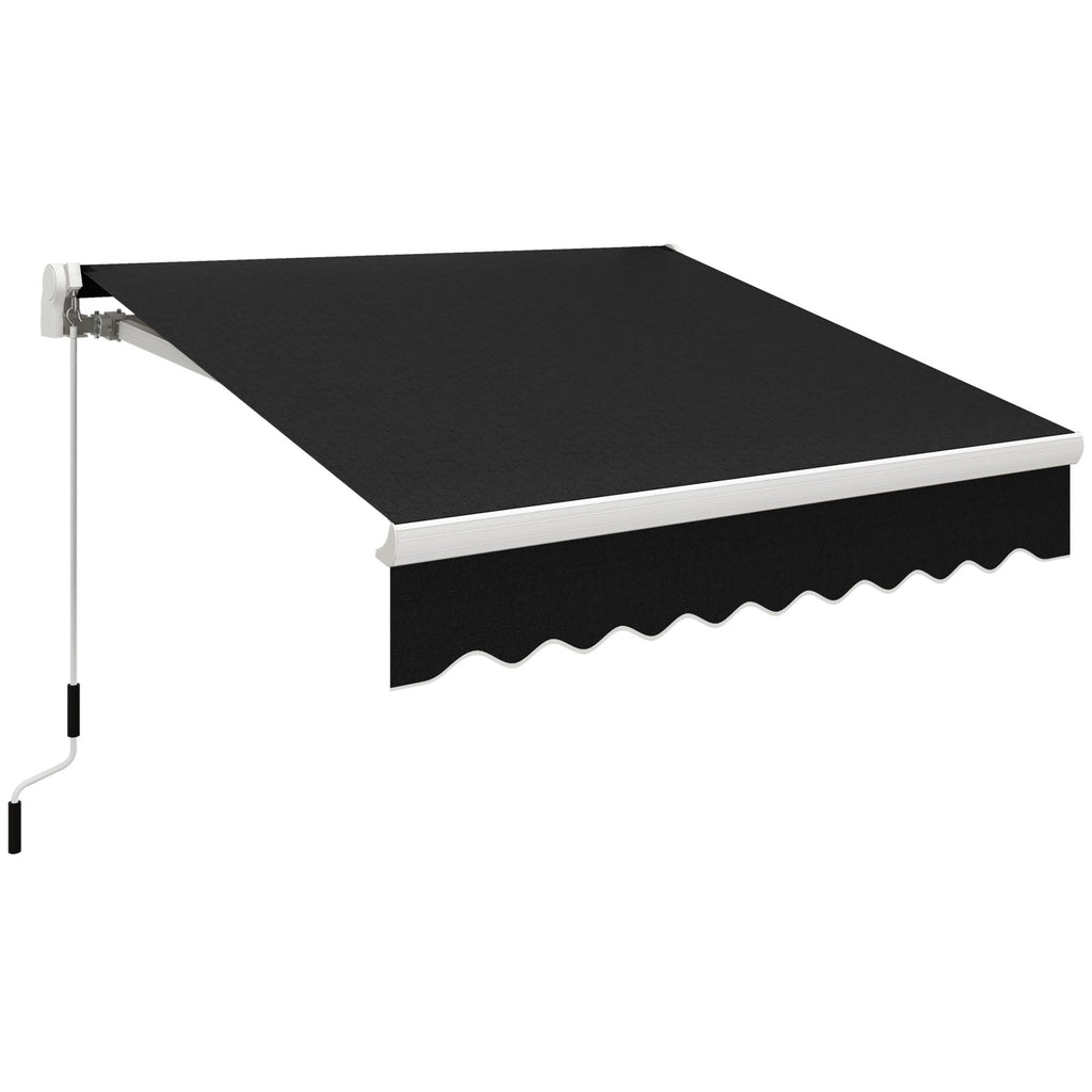 8' x 6.6' Patio Retractable Awning, Manual Exterior Sun Shade Deck Window Cover, Black