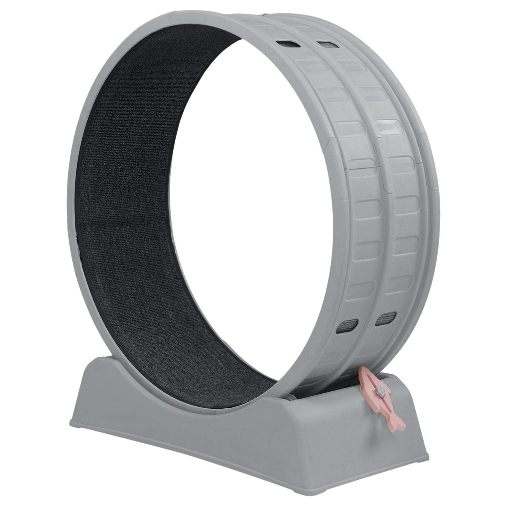80*34*86CM, Gray PP track connector assembly, Round shape with gray carpet + 1 cat teaser stick, 15kg cat treadmill