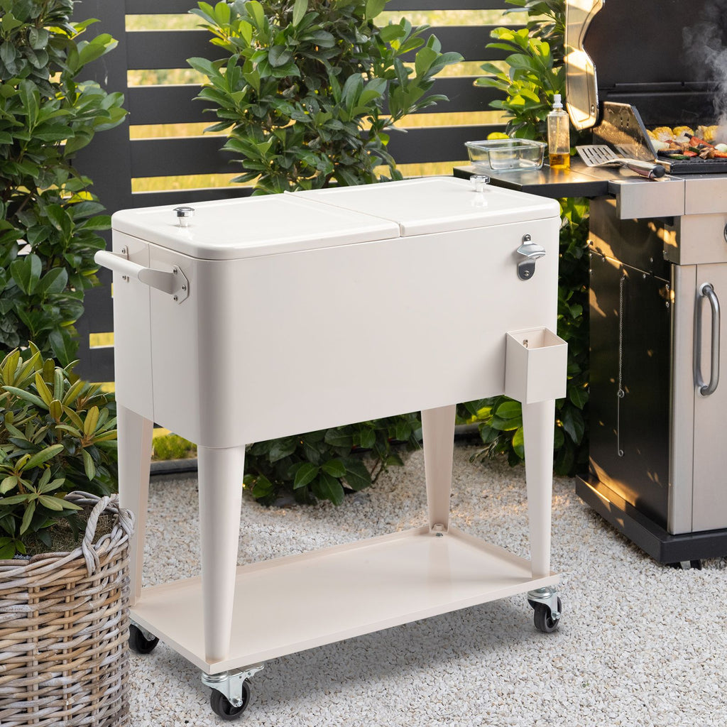80QT 87.5*38.5*91cm Rectangular Plastic Box Iron Leg Tube Freezer Insulation Freezer Insulation Cart Milk White Color