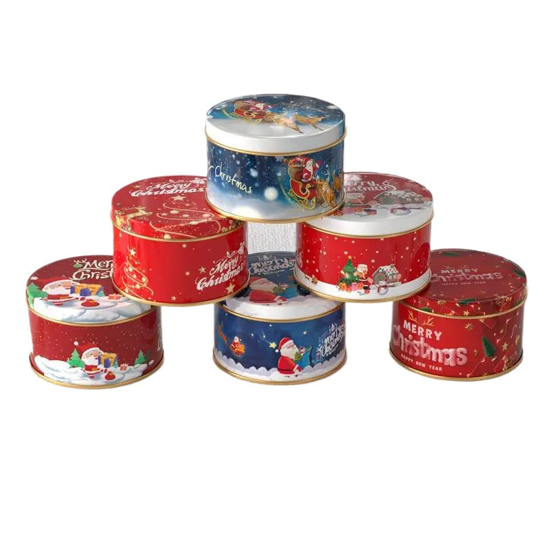 Christmas Old Man Candy Tins Decorative Round Tinplate Boxes Xmas Candy Cookie Packaging Jar Candle Containers Candy Box Gift