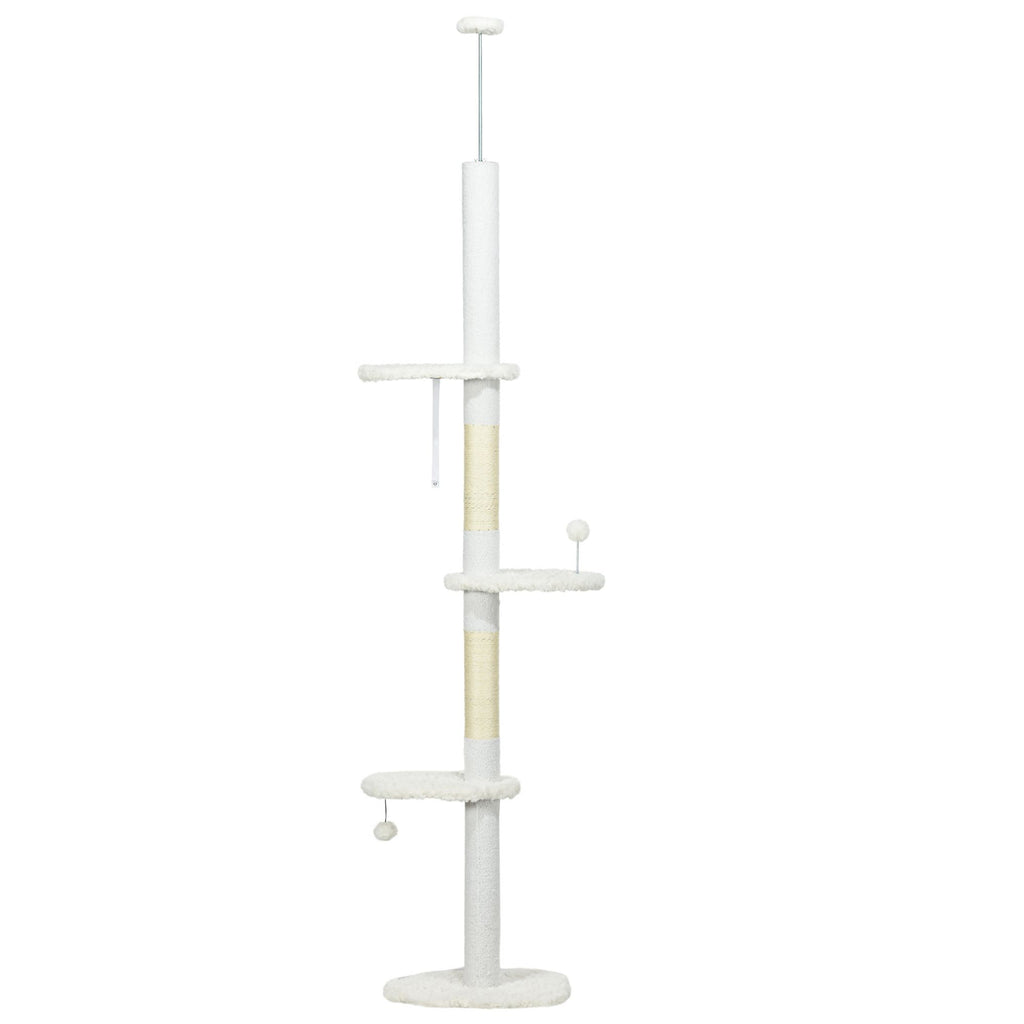 8.4' Floor to Ceiling Cat Tree, Adjustable Height, White
