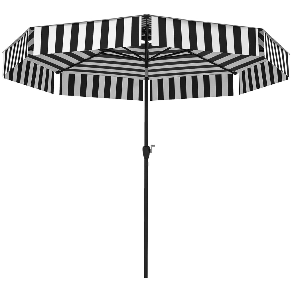 8.6FT Patio Umbrella, UPF 30+ Outdoor Market Umbrella, 2-Tier Vented Patio Table Umbrella with Crank 8 Ribs, Tiltable Porch Umbrella for Garden Deck Poolside, Black