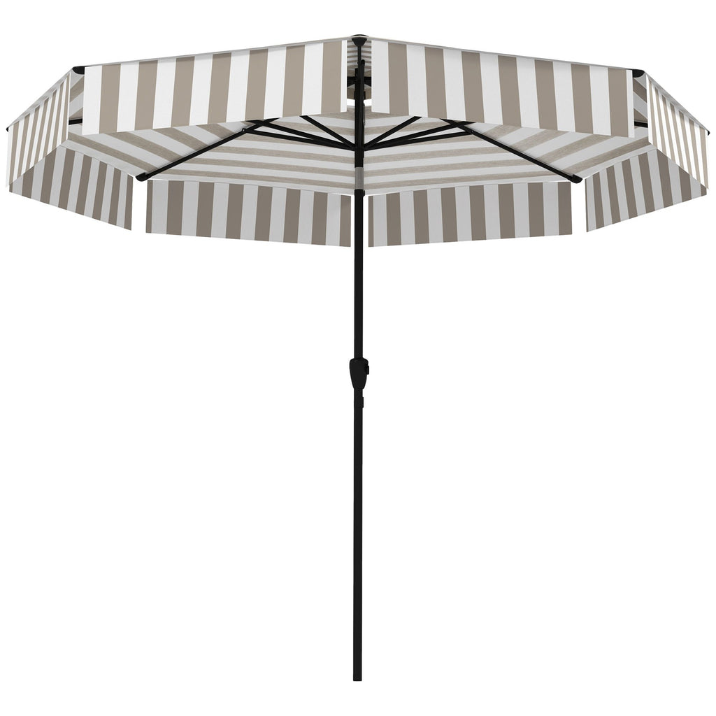 8.6FT Patio Umbrella, UPF 30+ Outdoor Market Umbrella, 2-Tier Vented Patio Table Umbrella with Crank 8 Ribs, Tiltable Porch Umbrella for Garden Deck Poolside, Light Gray