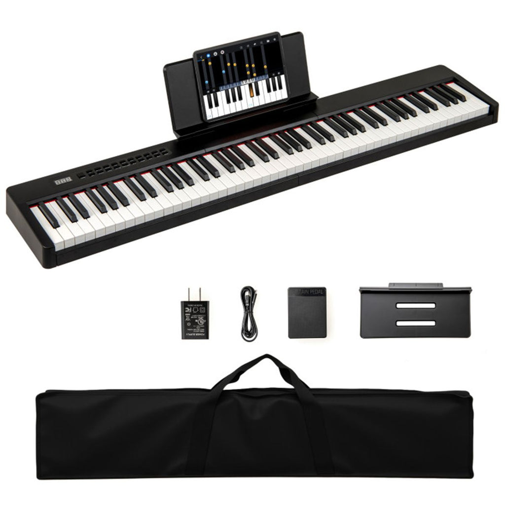 88-Key Velocity-Sensitive Digital Piano, 124.46×24.13×6.35 cm French DREAM Audio Source Keyboard with Split Function for Duet Playing, Black