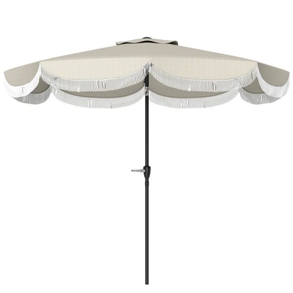 8.8FT Elegance Patio Umbrella, UPF 30+ Outdoor Market Umbrella with 8 Ribs, Push Button Tilt,Light Gray