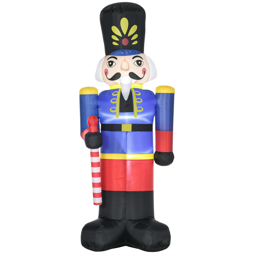 8ft Christmas Inflatable Nutcracker Toy Soldier with Scepter, Outdoor Blow-Up Yard Decoration with LED Lights Display
