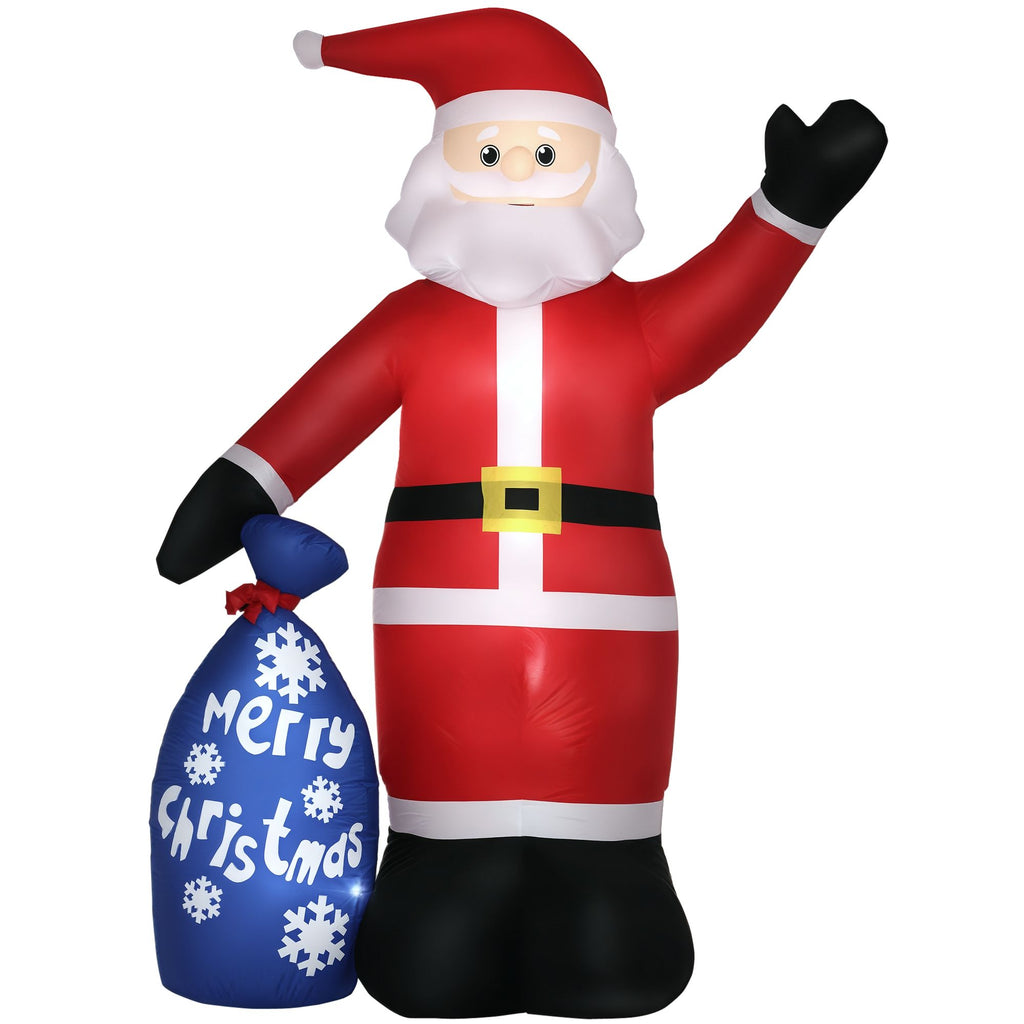 8ft Christmas Inflatables Outdoor Decorations Smiling Santa Claus with Gift Bag, Blow-Up LED Yard Christmas Decor for Lawn Garden Party
